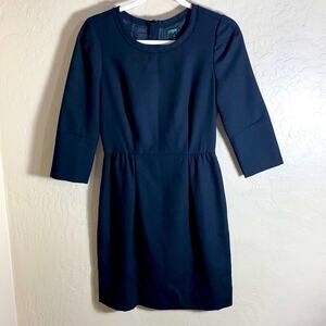 J. Crew classic black 3/4 sleeve wool blend dress